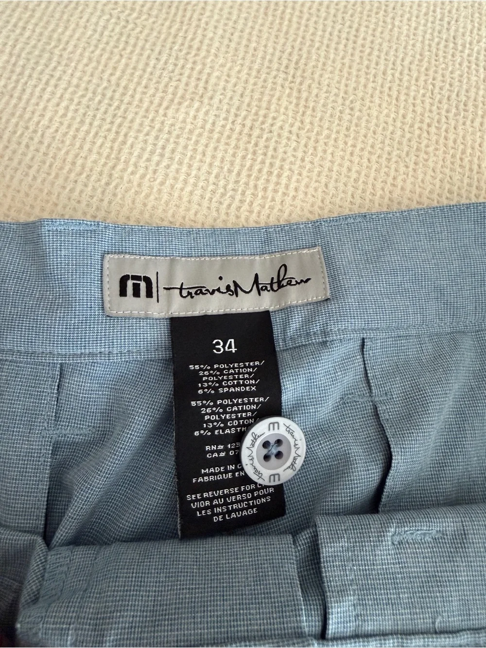Travis Mathew Men's Casual Light Blue Chino Shorts 9” Inseam